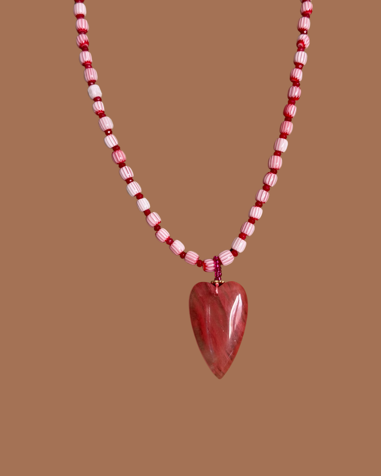 Collier perle céramique + charms ROSE