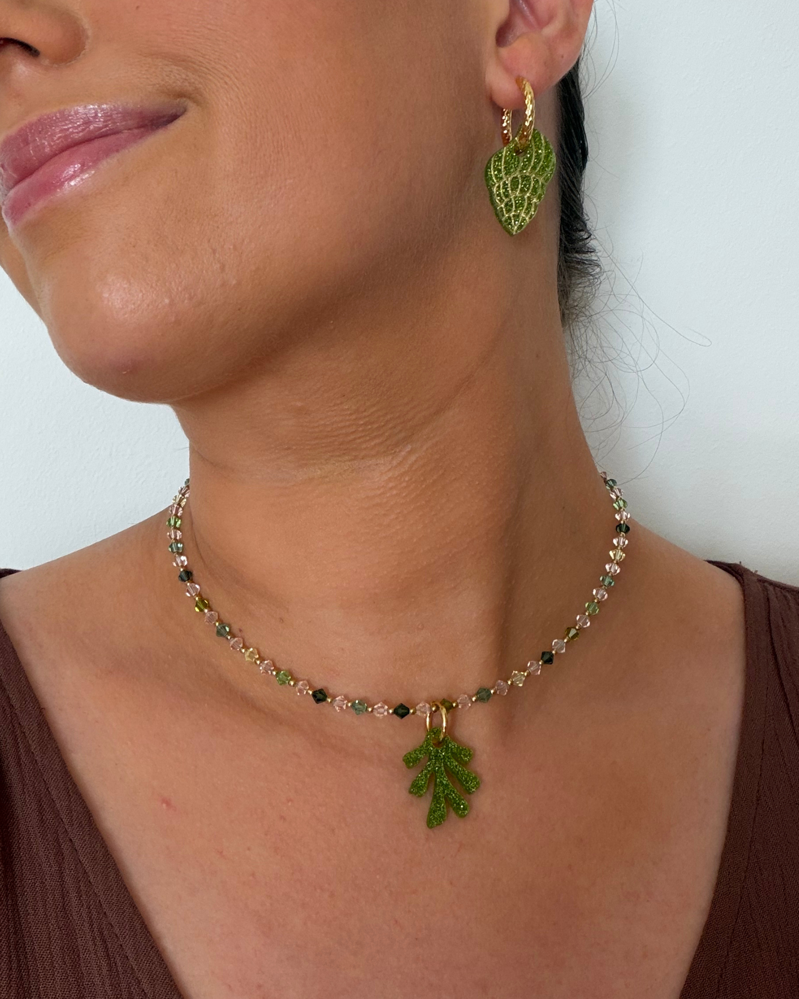 Collier cristaux - Olive
