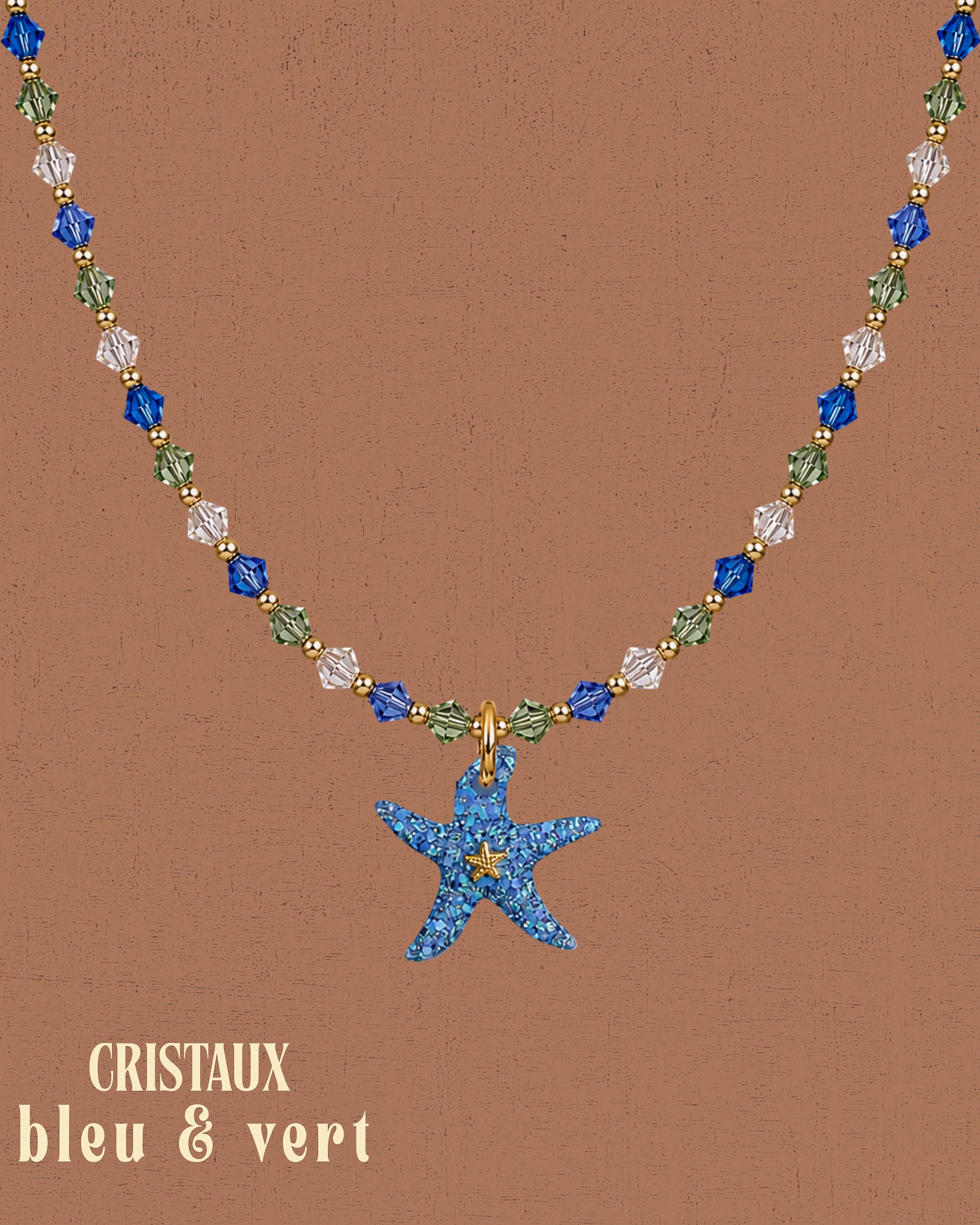 Collier cristaux - Bleu & vert