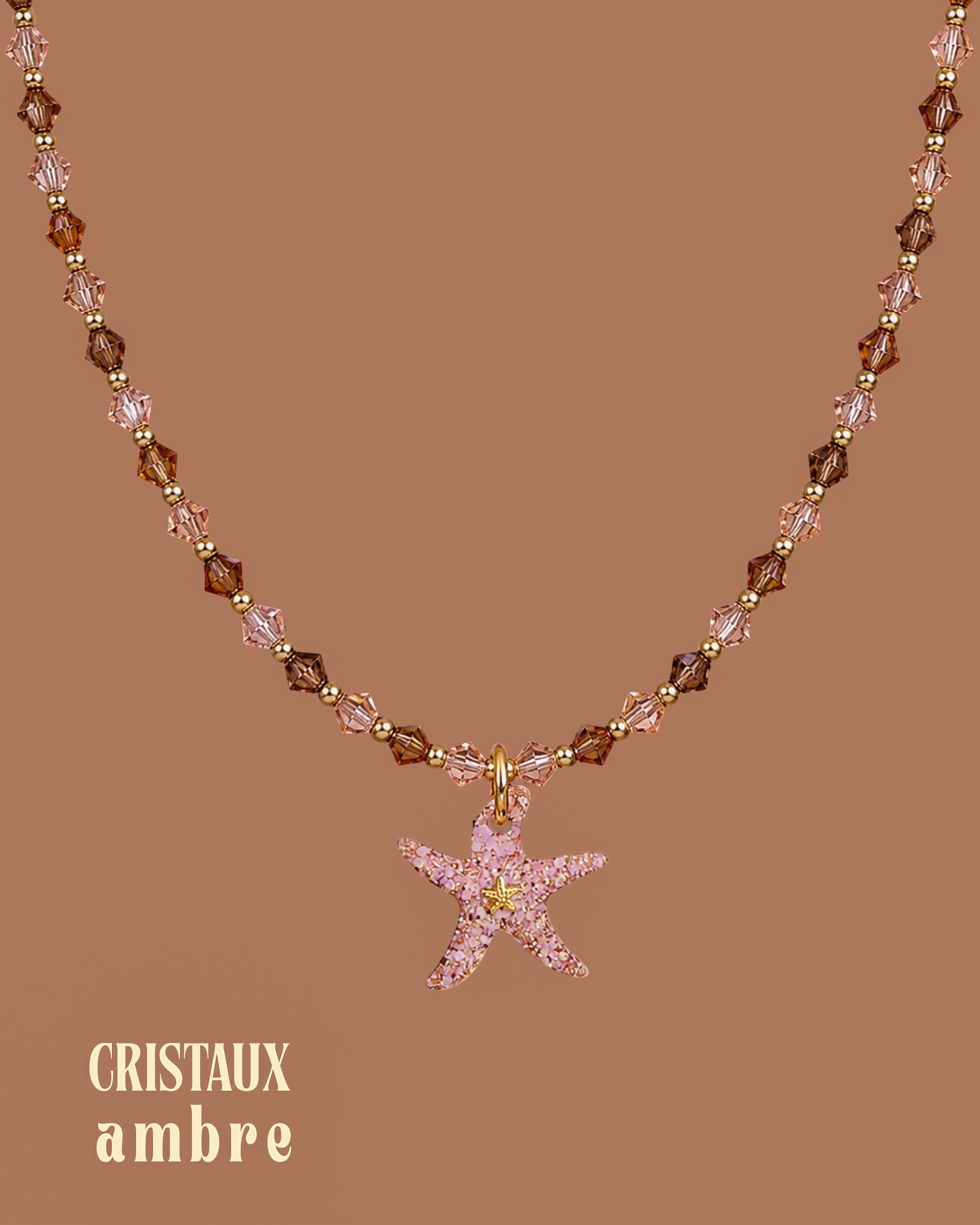 Collier cristaux - Ambre