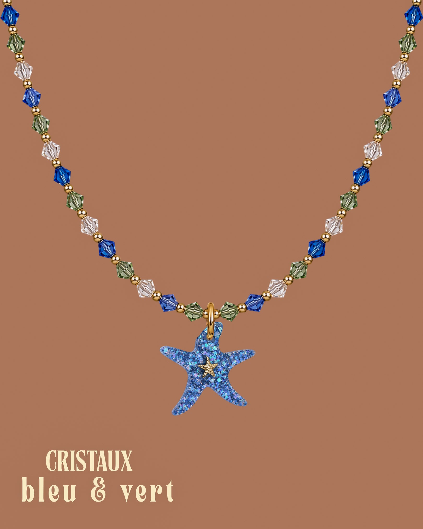 Collier cristaux - Bleu & vert