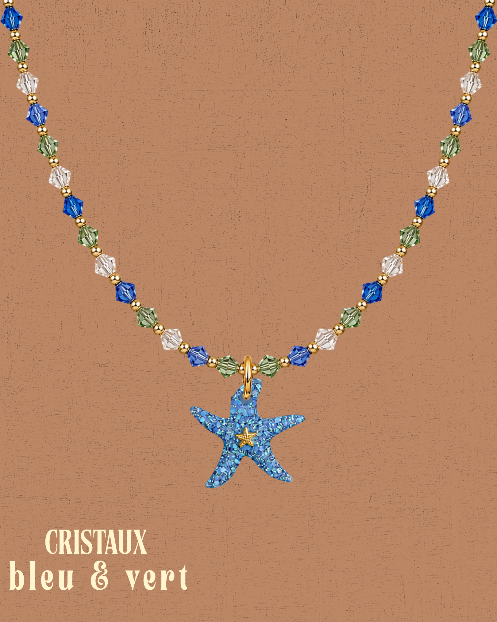 Collier cristaux - Bleu & vert