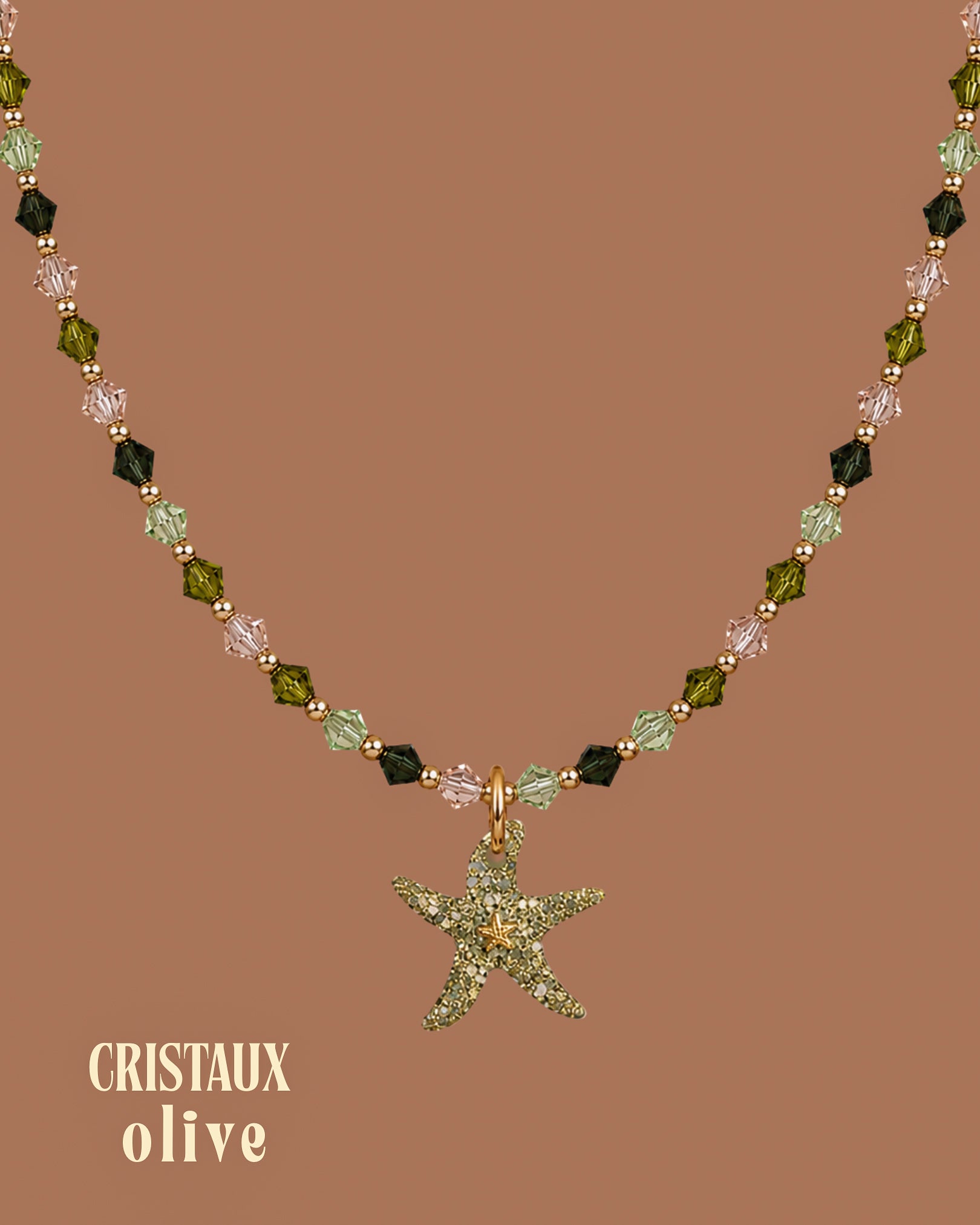Collier cristaux - Olive