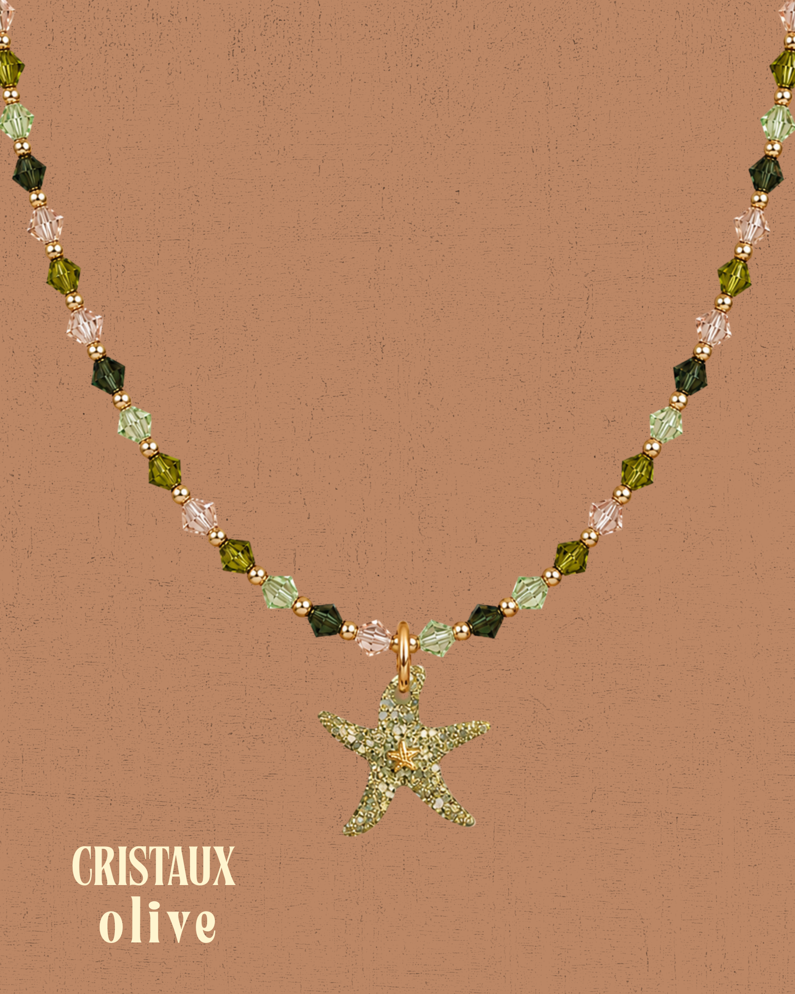 Collier cristaux - Olive