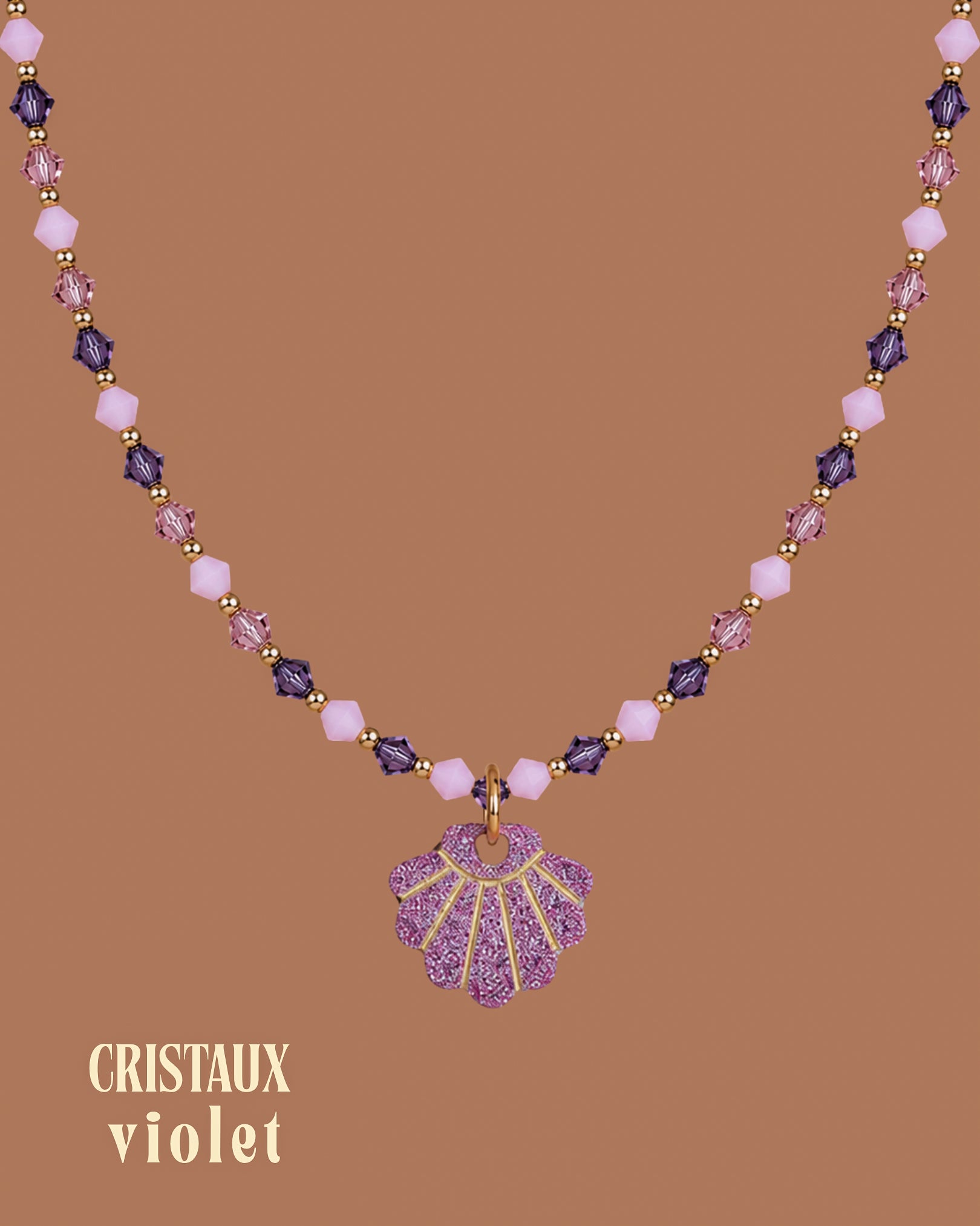 Collier cristaux - Violet