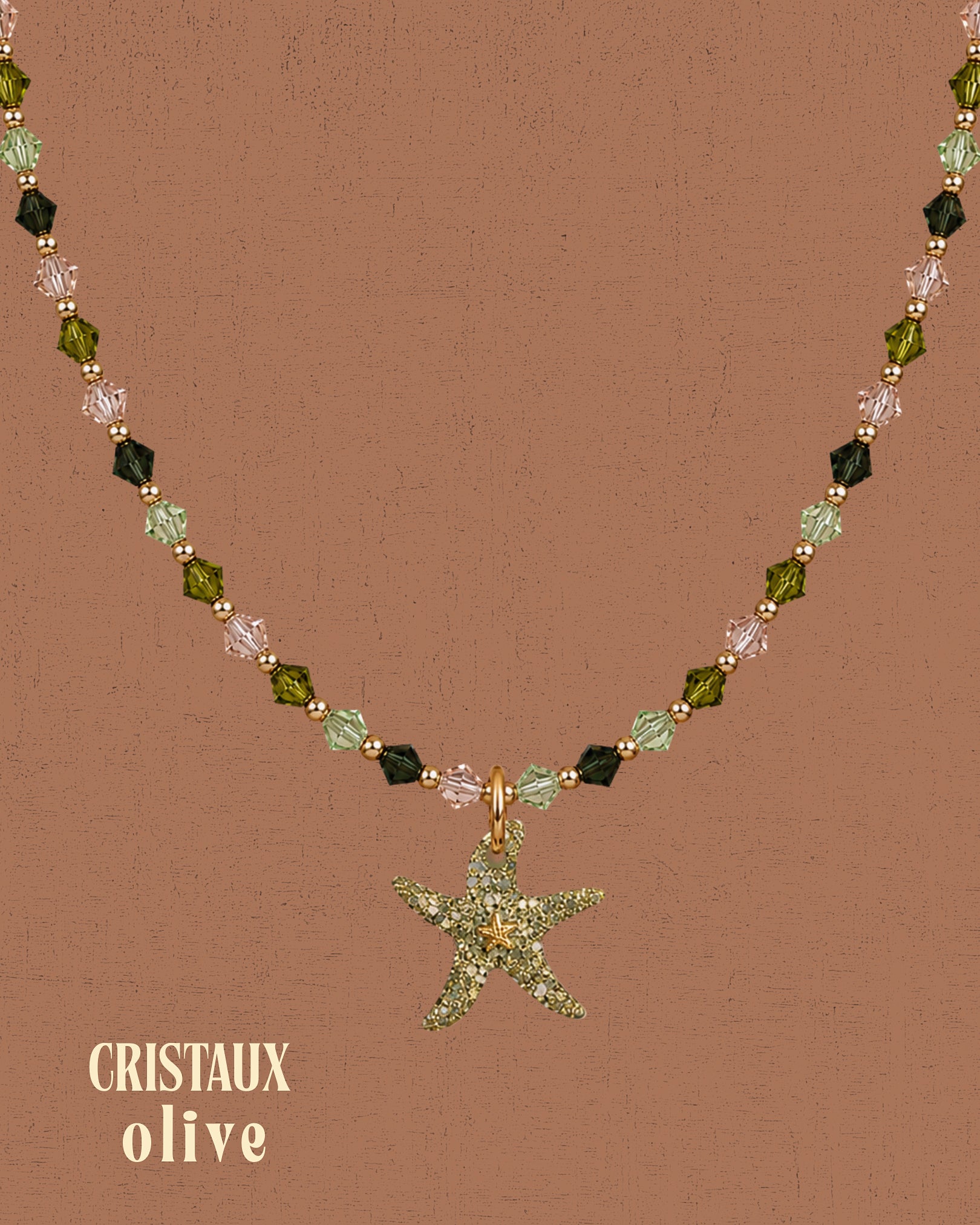 Collier cristaux - Olive