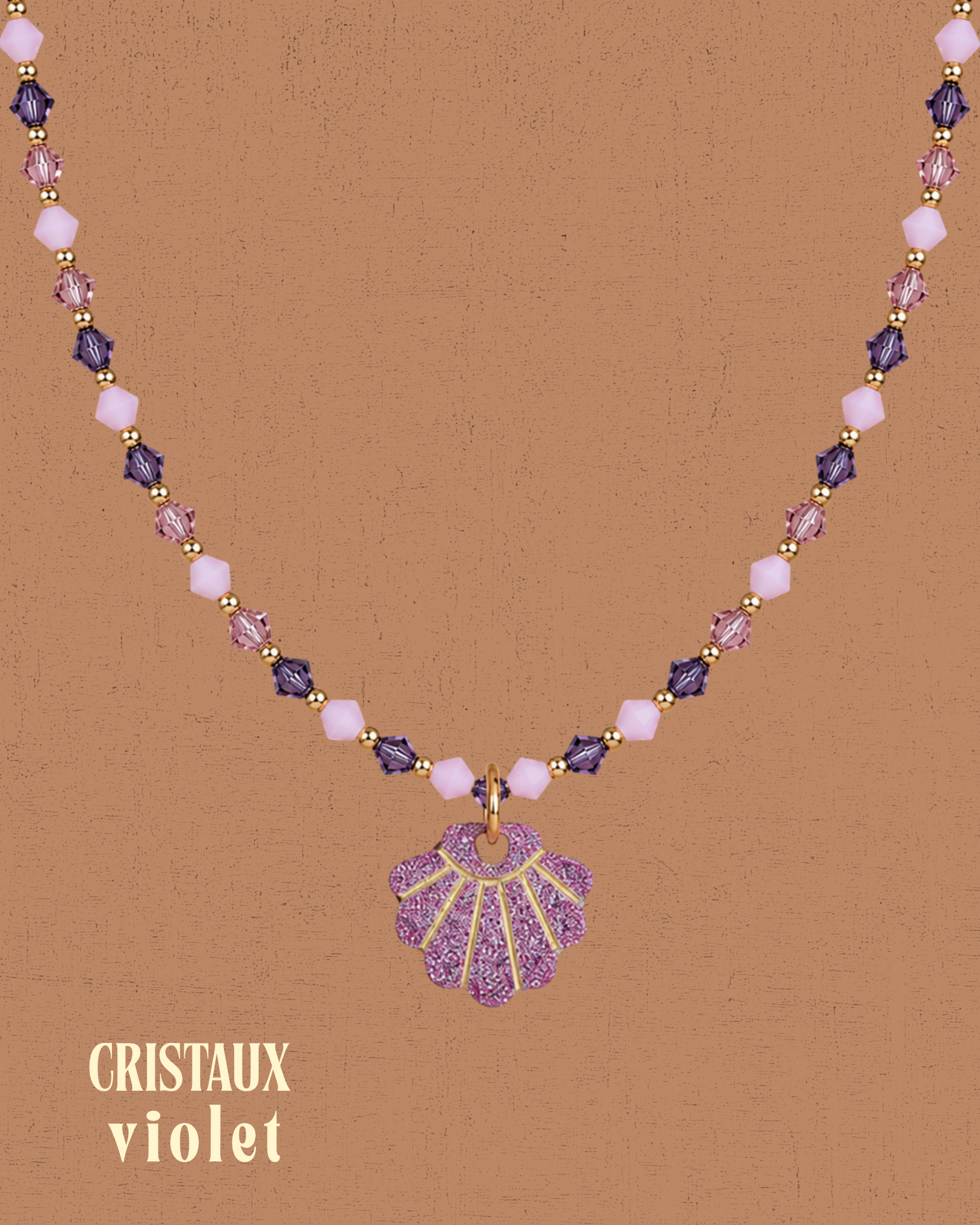 Collier cristaux - Violet