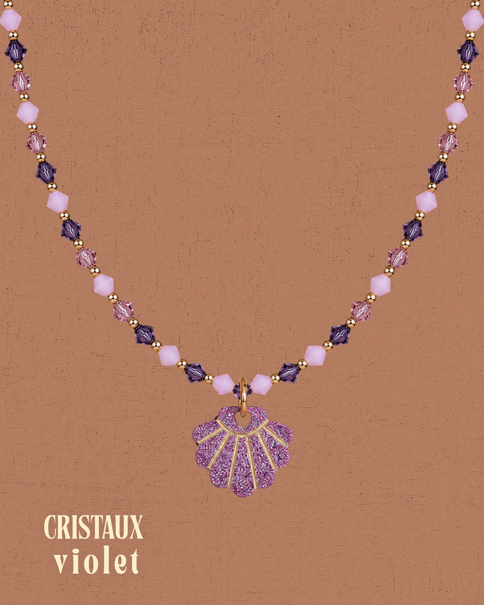 Collier cristaux - Violet