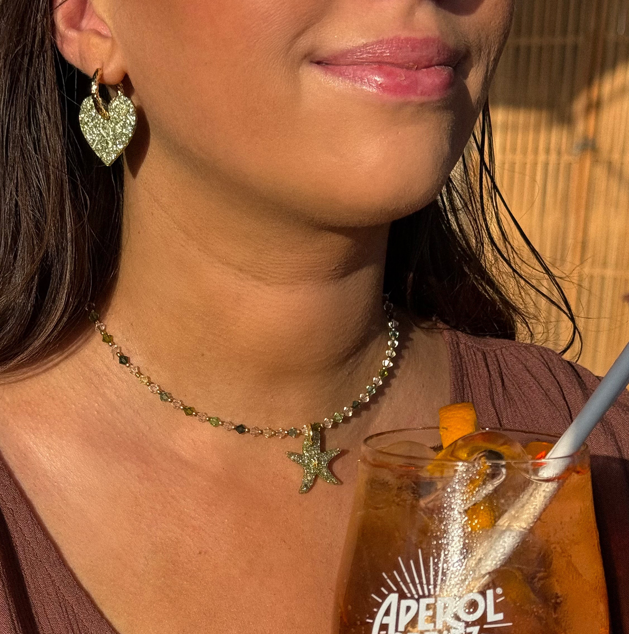 Collier cristaux - Olive