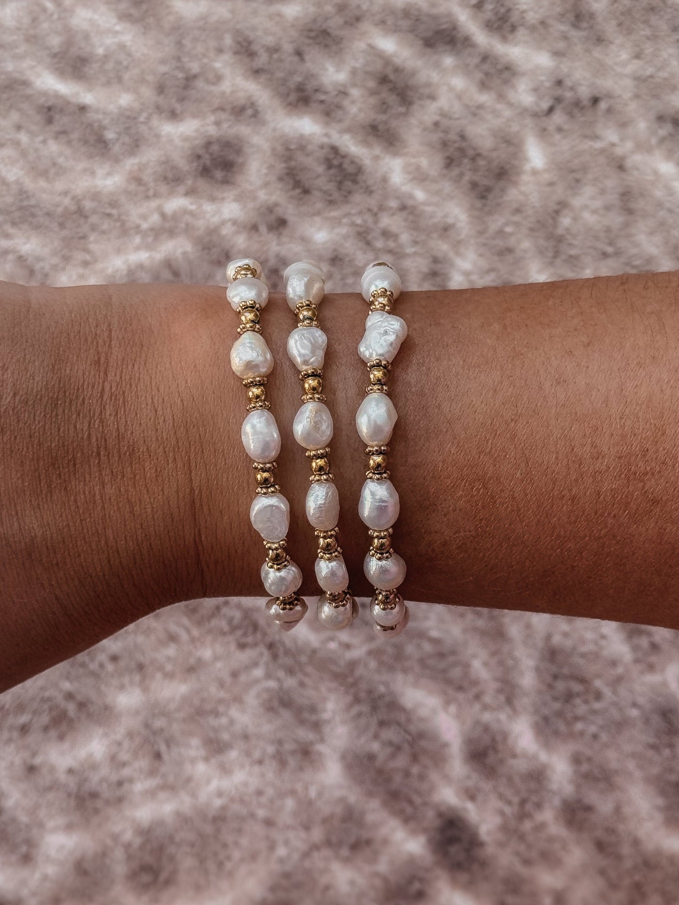 BRACELET PERLES - Blanc nacré