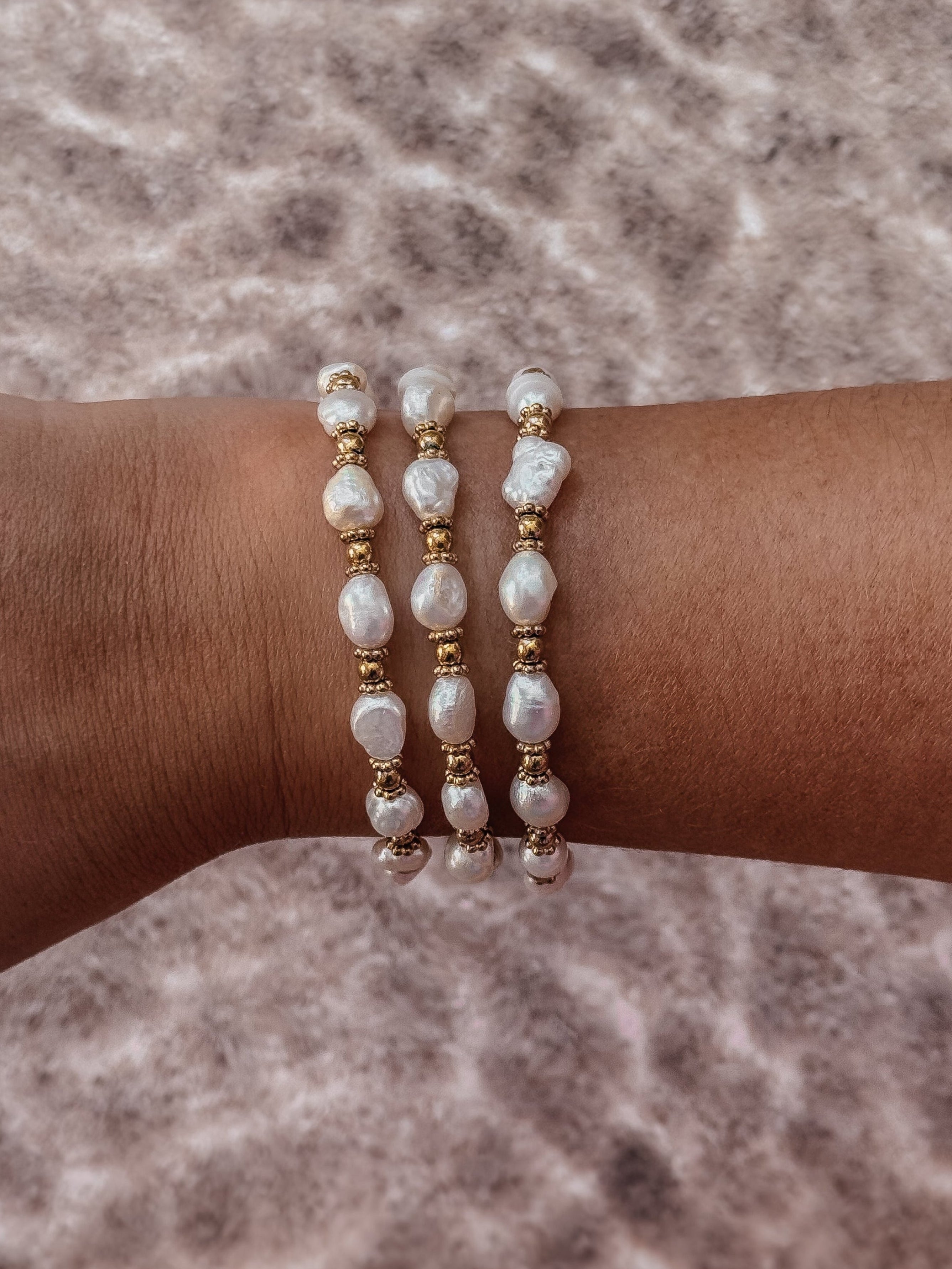 BRACELET PERLES - Blanc nacré