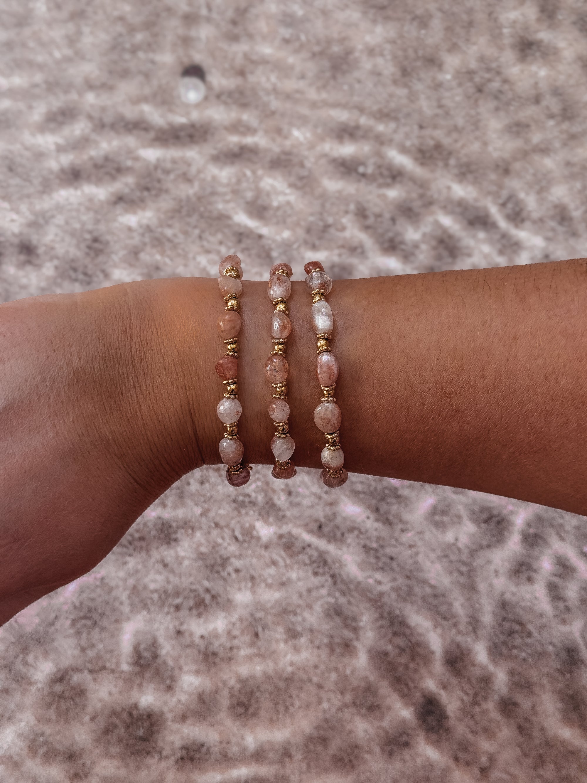 BRACELET PERLES - Quartz rose