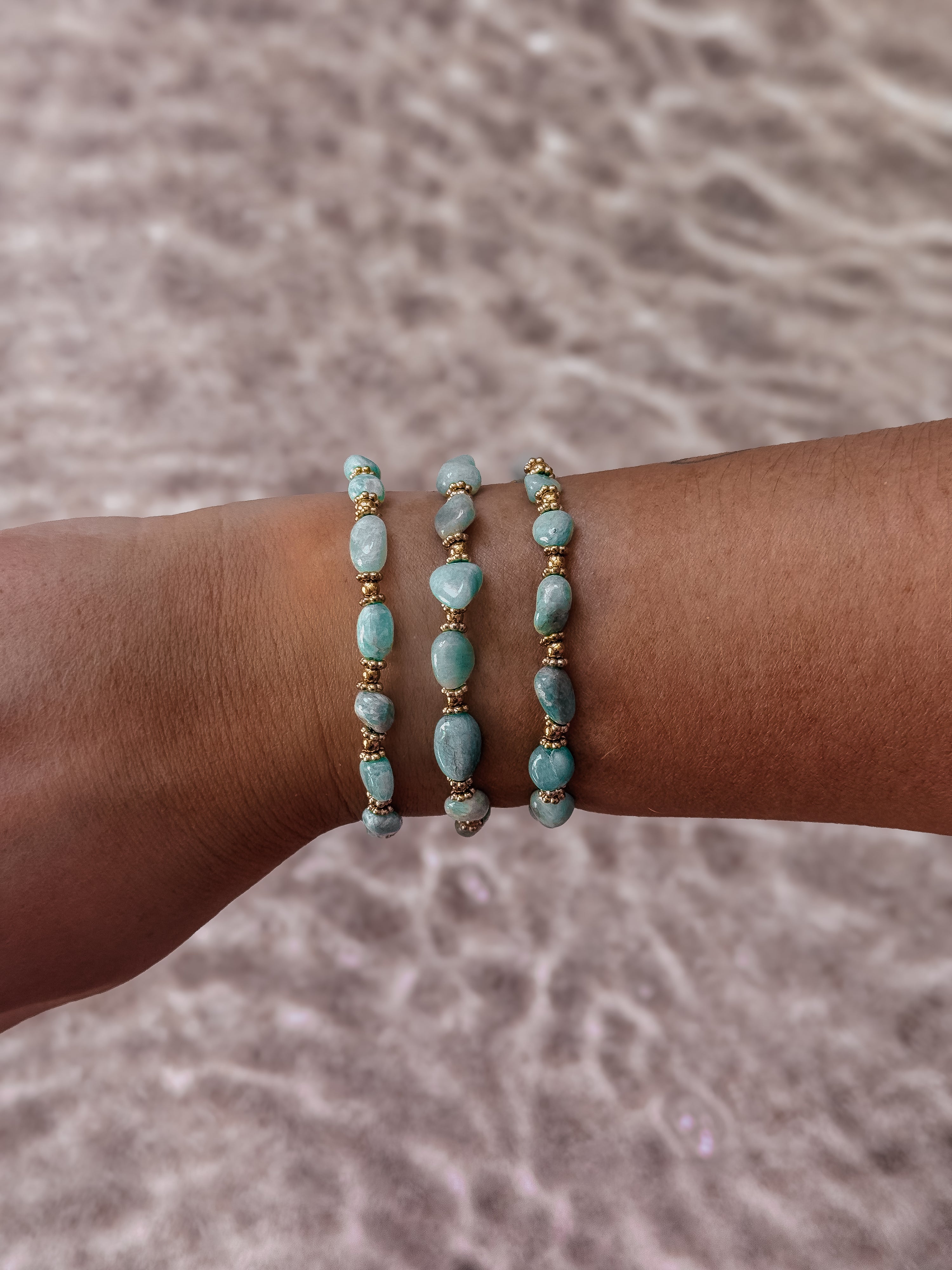 BRACELET PERLES - Amazonite bleu