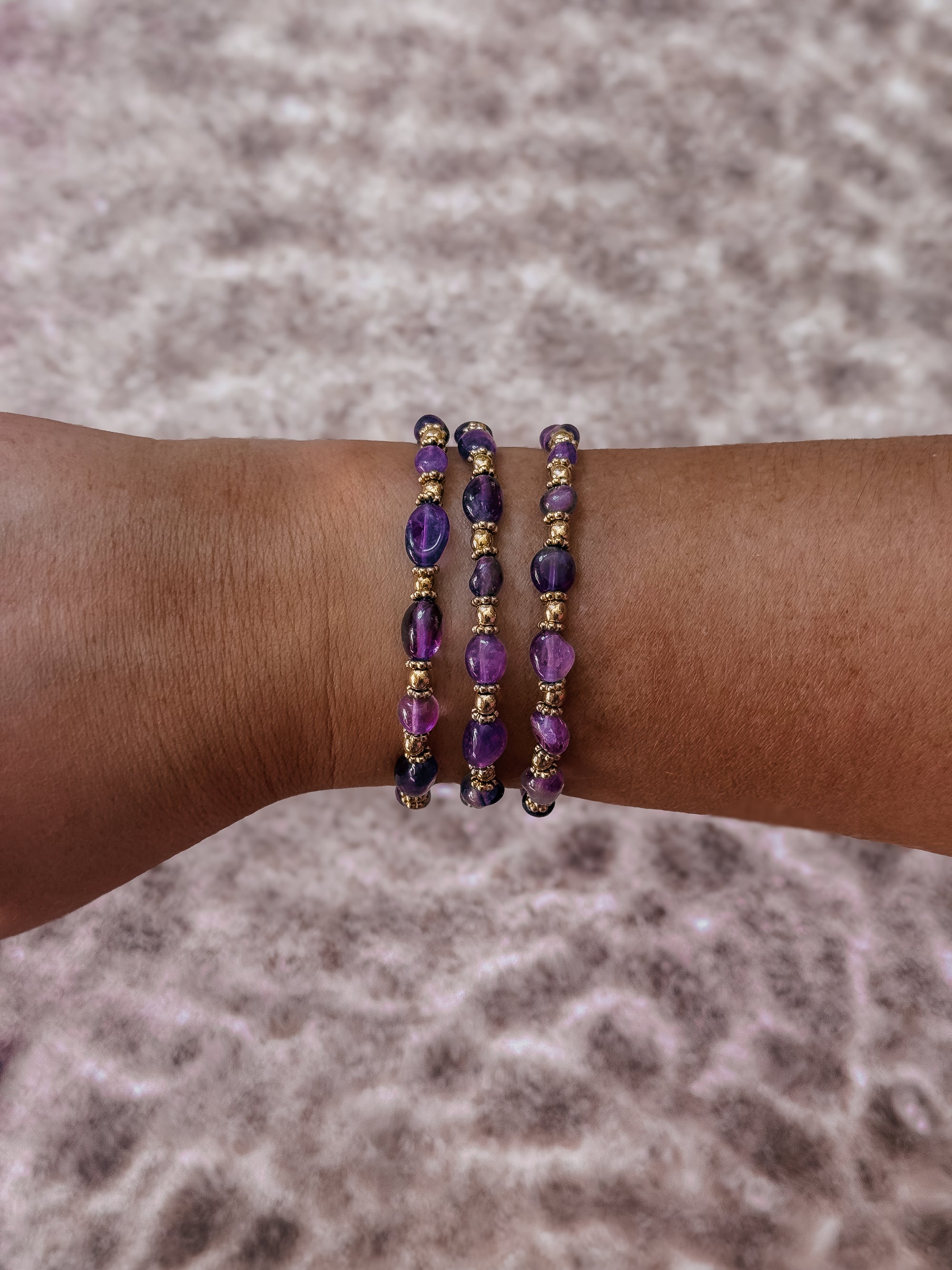 BRACELET PERLES - Améthyste violet