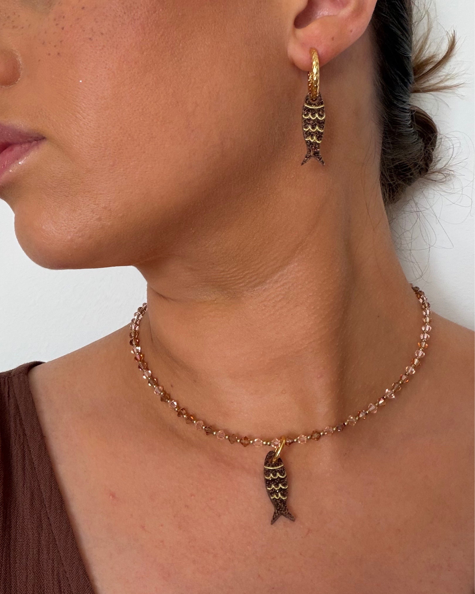 Collier cristaux - Ambre