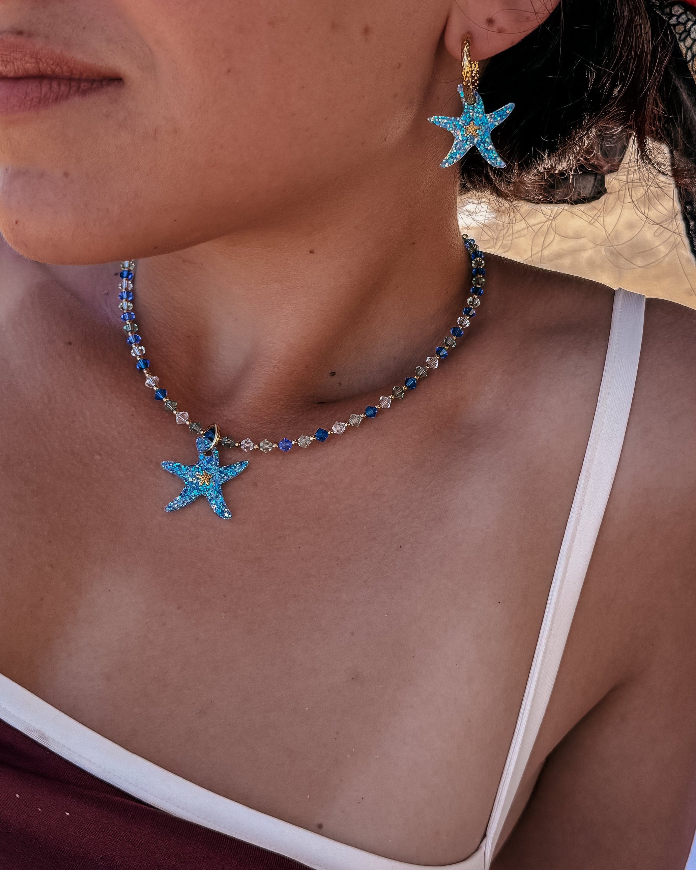 COLLIER BLEU & VERT